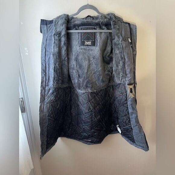 𝅺aritzia TNA blue long winter jacket coat parka XS - Picture 3 of 12